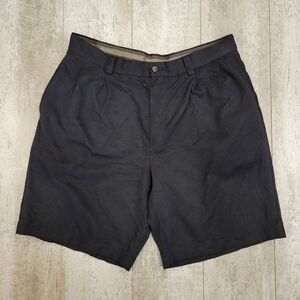 Tommy Bahama Black Chino Shorts Mens 34 Gray 100% Silk Pleated